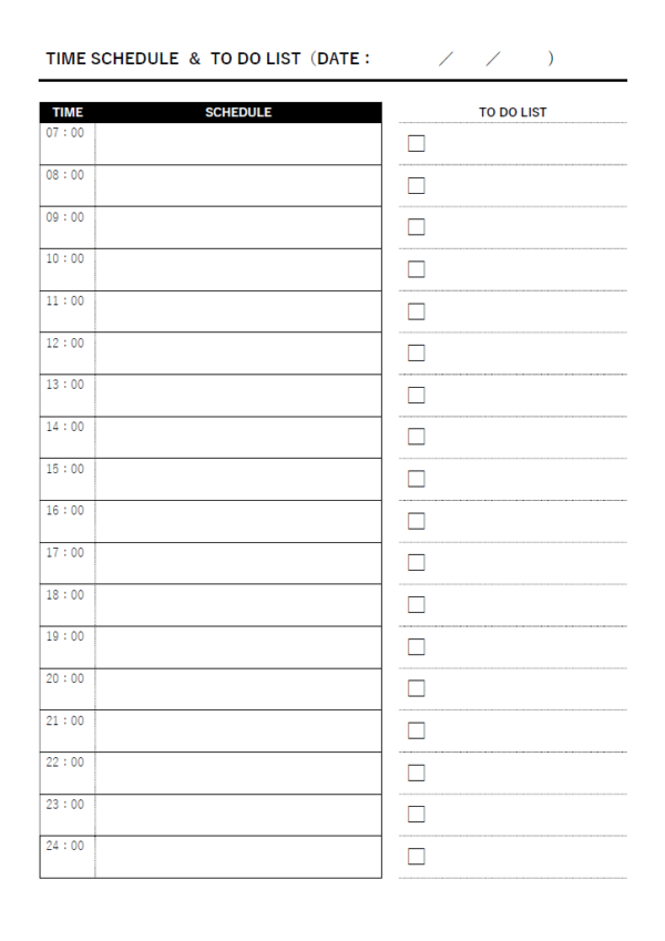 タイムスケジュール（TO DO LIST）のテンプレート